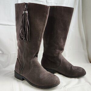 Wonder Nation Girls 12'' Zipper Gray Tassel Fashion Riding Boots Girls sz 3